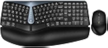 Ergonomic Wireless Keyboard and Mouse, MK835 Ergo Bluetooth/2.4G Split Design Keyboard Mouse Combo with Cushioned Palm Rest, Multi-Device, Wave Keys, Rechargeable, for Windows/Mac/Android