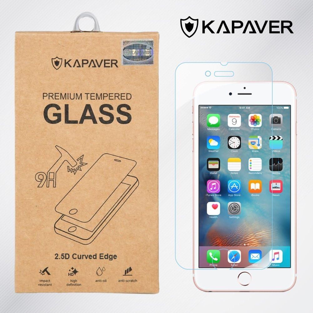 Kapaver 2.5D Curved Edge 9H Hardness Premium Tempered Glass Compatible with Apple iPhone 6 / iPhone 6S