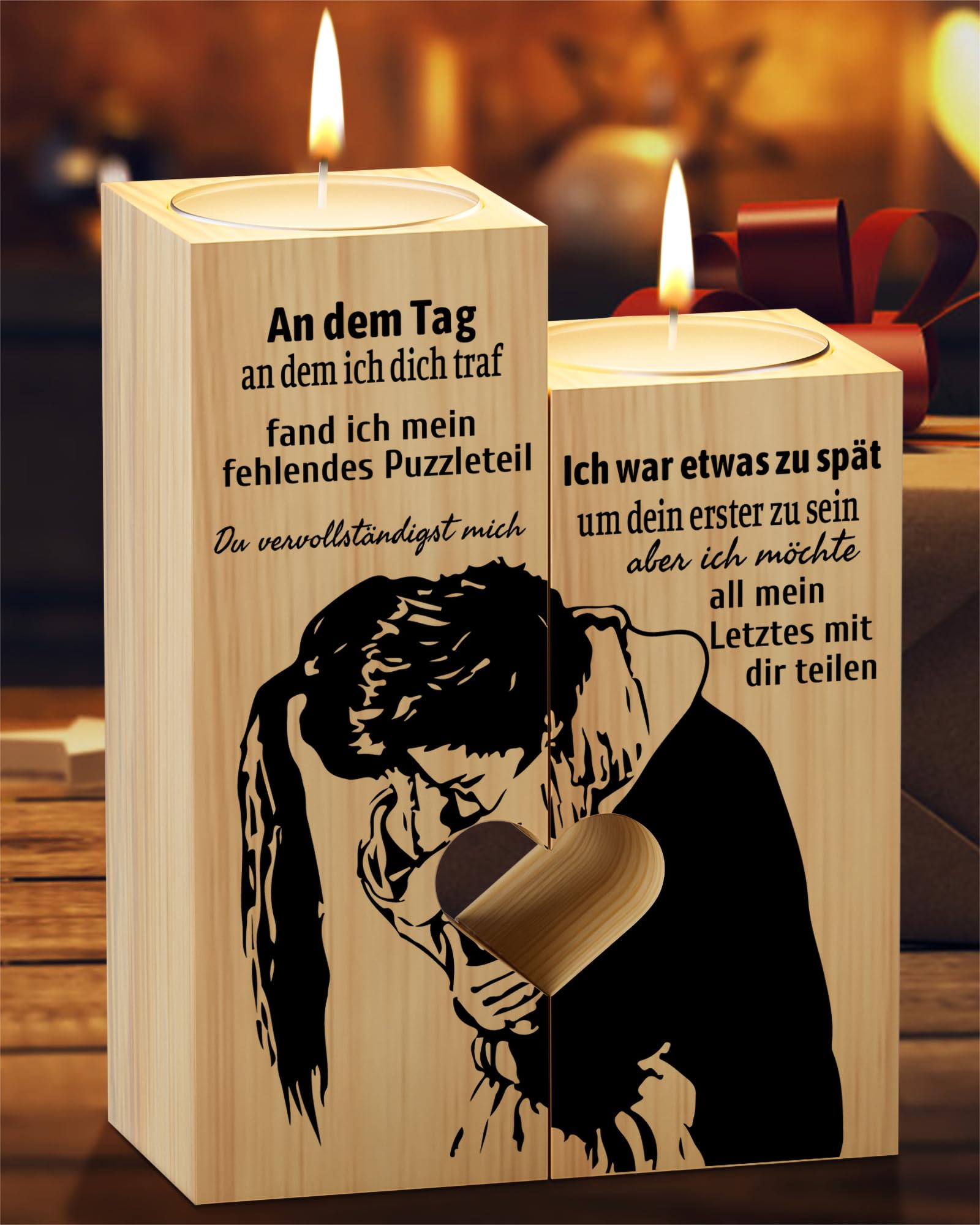 PRSTENLY Hochzeitstag Geschenke für Frauen, Kerzenständer mit Ich Liebe Dich Ehefrau Geschenk, Geschenke für Ehefrau Partner zum Hochzeitstag Geburtstag Jahrestag