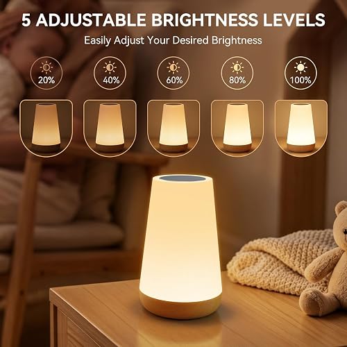 Auxmir Night Light, LED Touch Bedside Table Lamp, Remote Control Dimmable Light with RGB Color Changing, USB Rechargeable, Portable Lamp for Children, Kids, Bedroom, Living Room, Camping - 3
