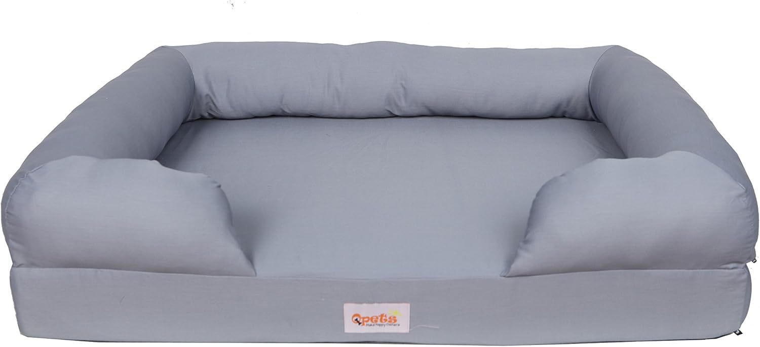 Qpets Memory Foam Dog Bed, Ultimate Dog Lounge, Waterproof, Washable Cover, Skin Contact Safe (Small)
