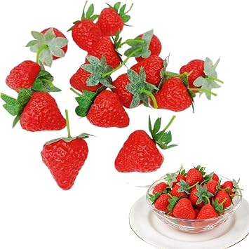 10Pcs Artificial Strawberries, Realistic Decorative Fruit for Decoration Photography Prop Home Kitchen