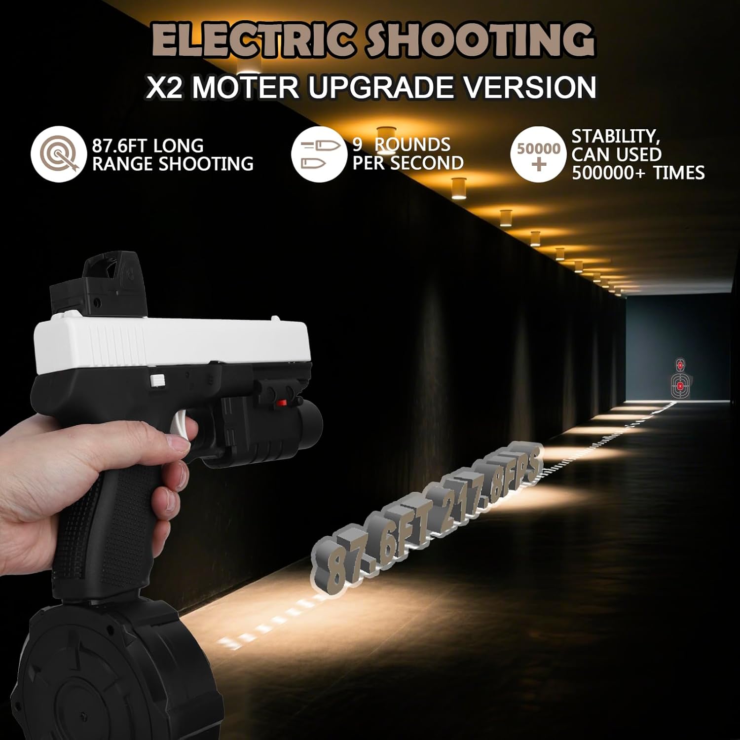 Electric Gel Toys New X2, Full Auto Splat-Blaster Includes Drum and Goggles for Outdoor Team Game, X2 Upgrade Version for Ages 14+,White