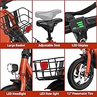 Vista 54 de SEHOMY Folding Electric Scooter with Seat for Adults, 15.5MPH, 20-Mile Range, 36V Battery, 12" Pneumatic Tire, Portable 450W Electric Scooters