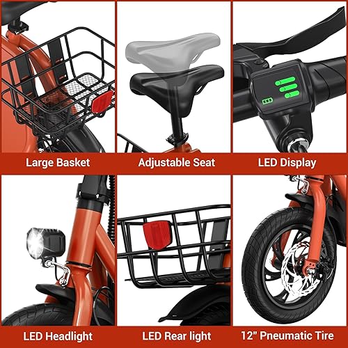 Vista 54 de SEHOMY Folding Electric Scooter with Seat for Adults, 15.5MPH, 20-Mile Range, 36V Battery, 12" Pneumatic Tire, Portable 450W Electric Scooters