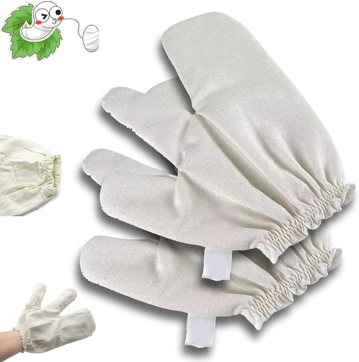 Ayurvedic Garshana Silk Massage Gloves, Exfoliating & Dry Brushing Mittens with Elastic Wristband, 1 Pair