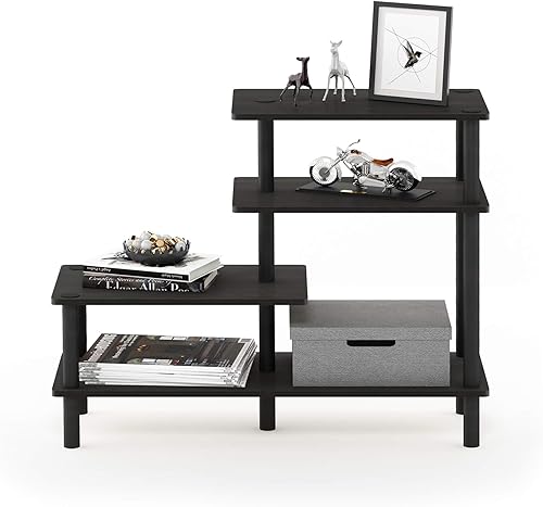 Miniatura 5 de Furinno Turn-N-Tube - Estante de exhibición lateral de 3 niveles, color espresso/negro Espresso / negro,Roble francés gris/negro.,Roble Francés/Negro