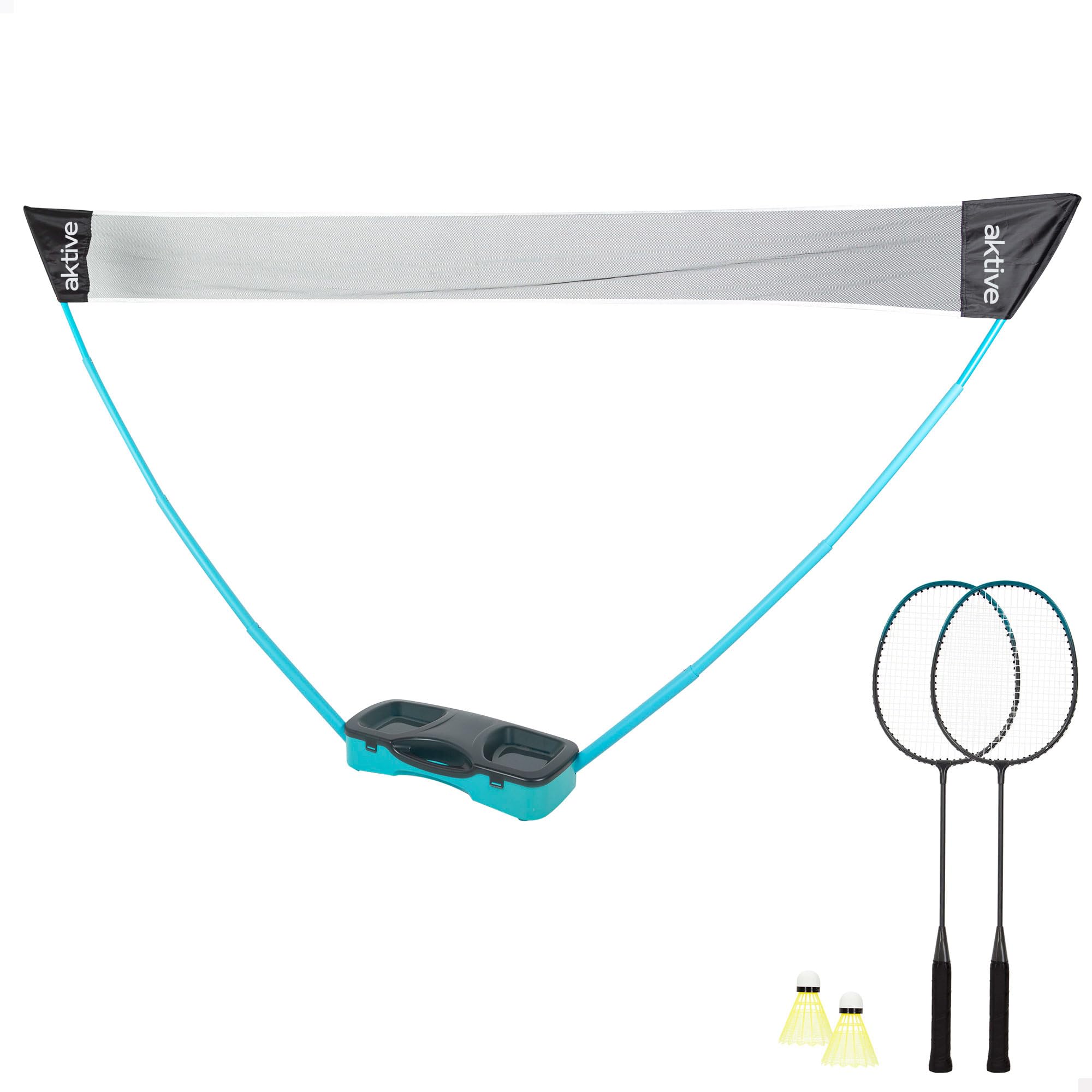 Red Bádminton Portátil 295x160 cm Azul Negro 2 Raquetas 2 Volantes Patas Extensibles Maletín Transporte
