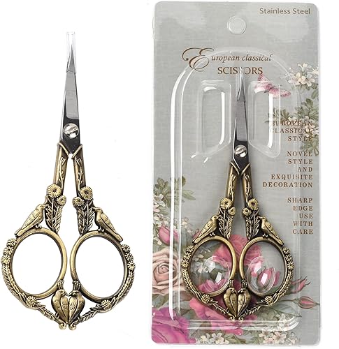 Miniatura 9 de SUNNYCLUE 2 tijeras de coser de 3.7 pulgadas, pequeñas de acero inoxidable, punta afilada, para dar forma a las cejas, tijeras clásicas para