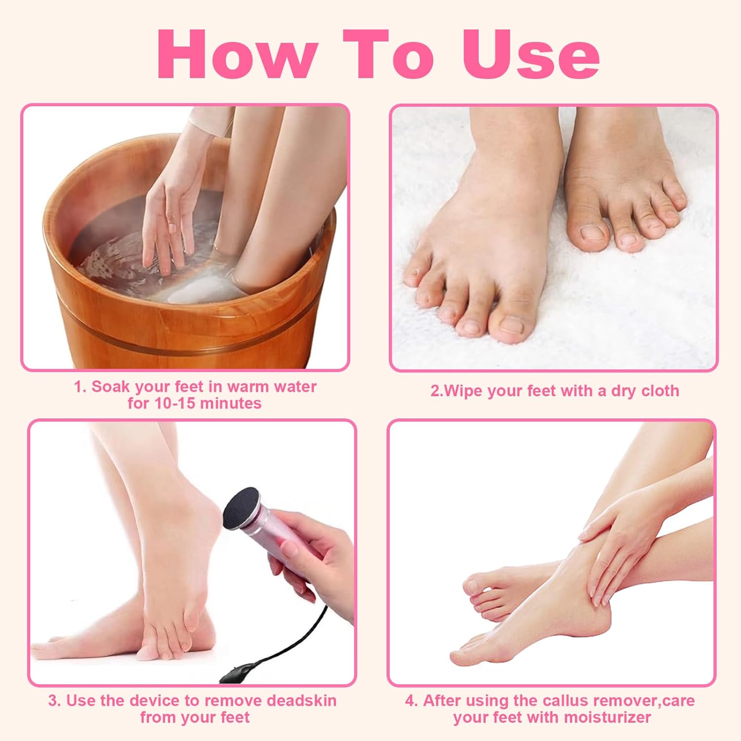 Electric Foot File, Adjustable Speed Foot Callus Remover, Callus Remover for Feet with 60 pcs Sandpaper Discs, Men Women Pedicure Tool for Dead Skin & Calluses (Black)