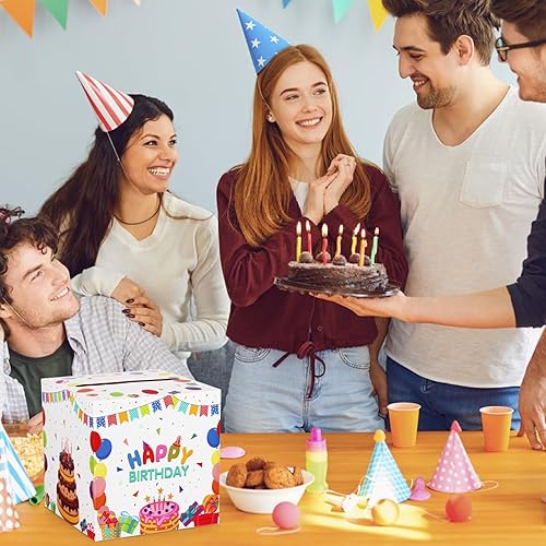 Miniatura 6 de Caja de tarjetas de feliz cumpleaños, regalos de fiesta, buzón de cartón, caja de dinero para niños, bebés, adultos, fiesta de cumpleaños, mesa de
