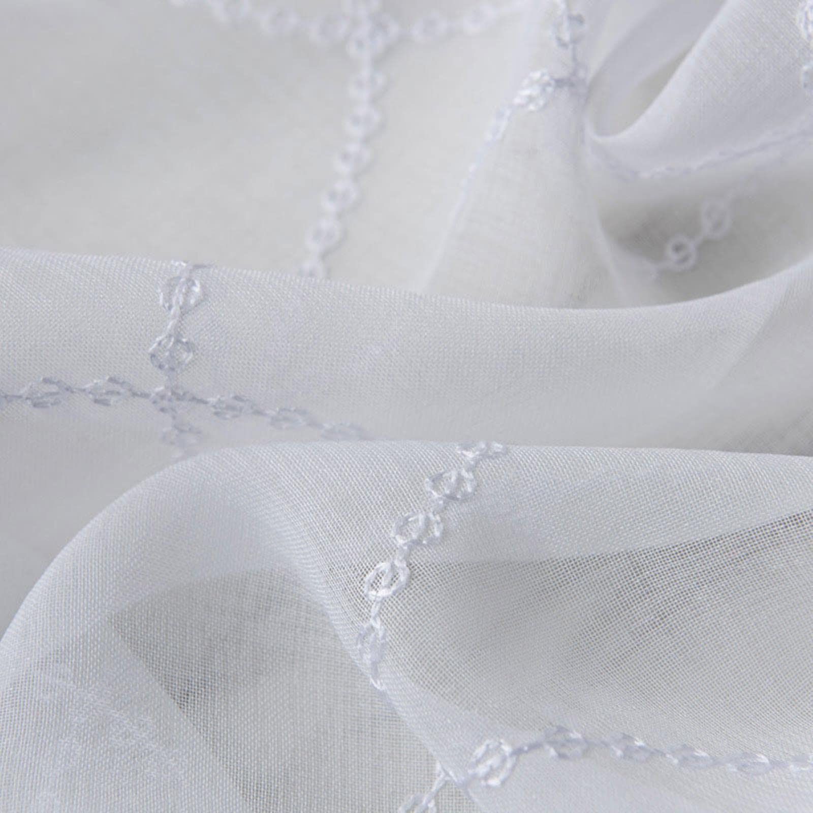 Rideaux de Tulle de Broderie Blanche pour Le Rideau de Voile Transparent de Courbe de géométrie de Salon pour Le drapé de Chambre à Coucher