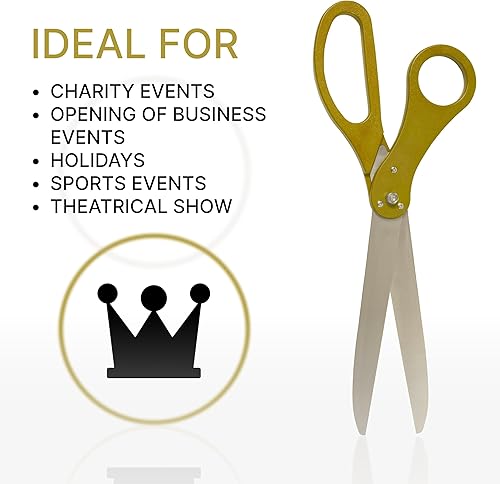 Miniatura 6 de Tijeras doradas de 25 pulgadas para gran apertura, tijeras grandes y resistentes de 25 pulgadas para ceremonia de corte de cinta, tijeras de corte