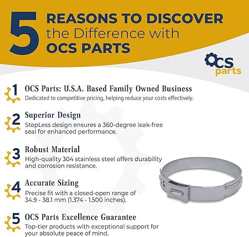 Miniatura 2 de OCS Parts Oetiker - Abrazaderas de oreja serie 167, acero inoxidable 304, tamaño de 1.500 in, paquete de 10, tamaño de la banda 0.276 x 0.024 in,