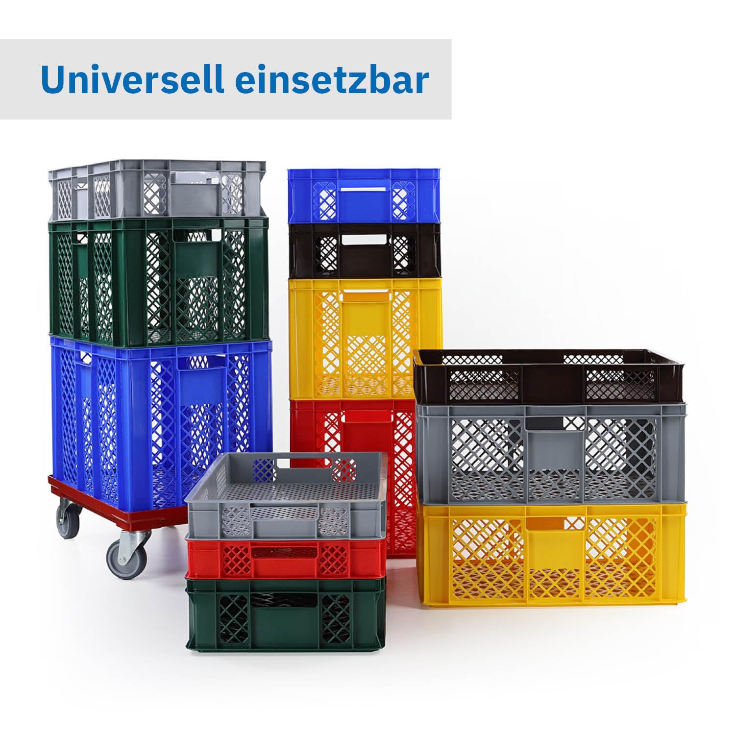 DIE BOX FABRIK 4er SET Bäckerkisten 600x400x150mm, Bäckerkiste, Brotkiste, Brotkörbe, Brötchenkiste, Aufbewahrungsbox offen, 60x40x15cm, Stapelbehälter, Eurobehälter, Stapelkisten (Grau)
