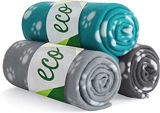 wometo eco Set of 3 Animal Blankets Dog Blanket Made from 100% Recycled Material + Oeko-Tex Tested, 3 Pieces 70 x 100 cm, Grey, Dark Grey and Turquoise product image