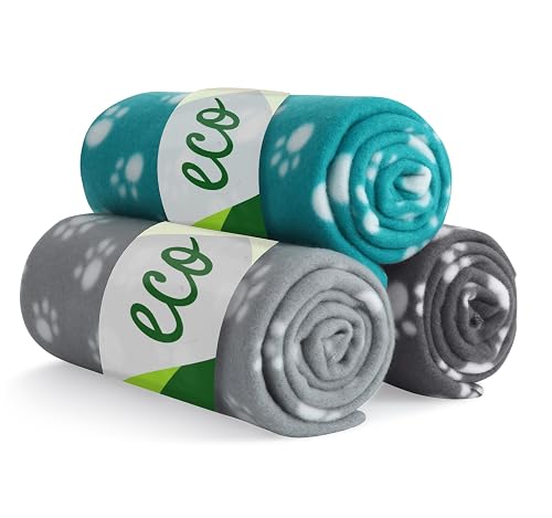 wometo Eco - Juego de 3 mantas para perros, 100 % reciclado, certificado Öko-TEX, 3 unidades, 70 x 100 cm…