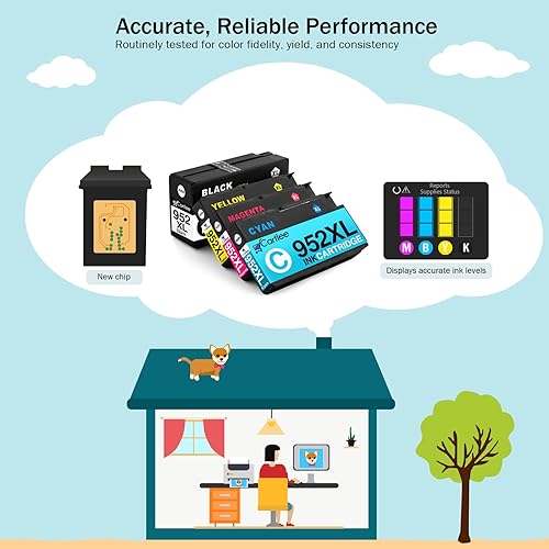 Miniatura 6 de Cartlee Cartuchos de tinta compatibles de repuesto para cartuchos de tinta HP 952xl paquete combinado para cartuchos de tinta HP 952 Paquete