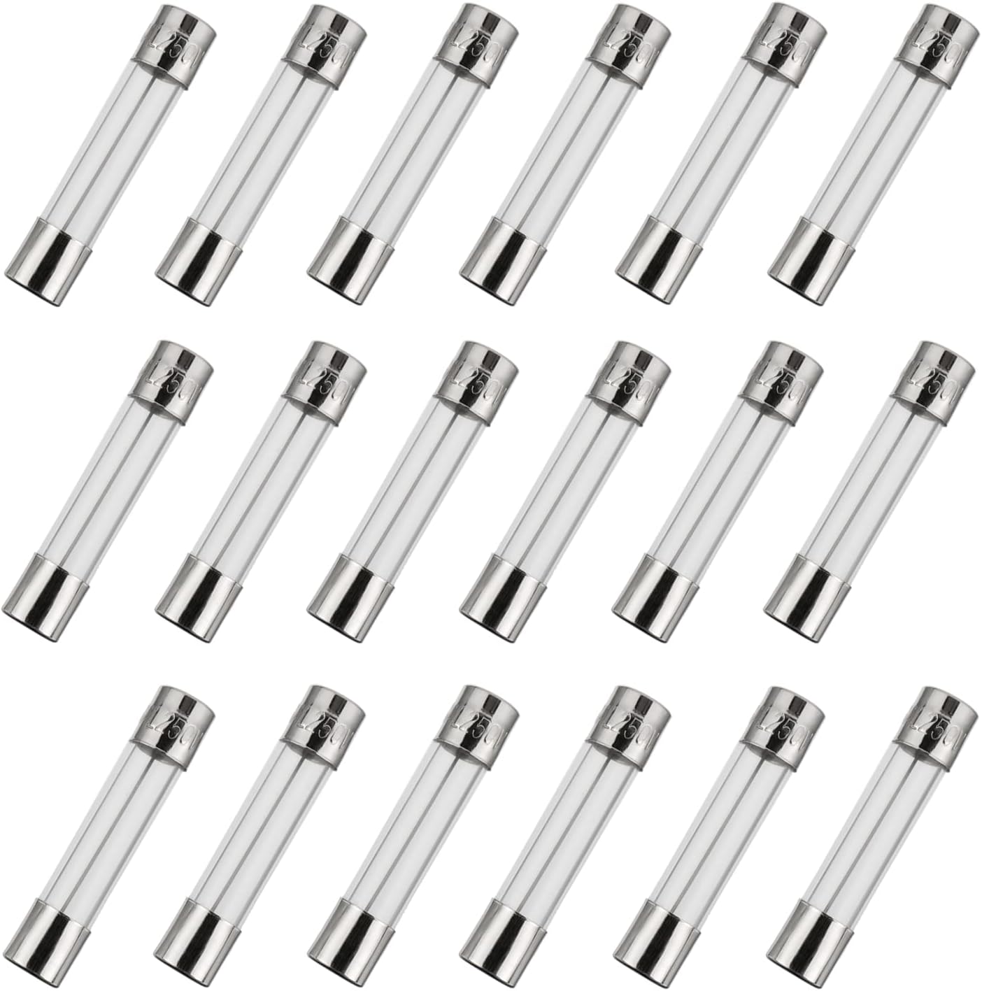 6x30mm 2.5 A 2.5 amp 250 V 0.24x1.18 Inch Volt F2.5AL250V Fast-Blow Glass Fuses(Pack of 18 Pcs)