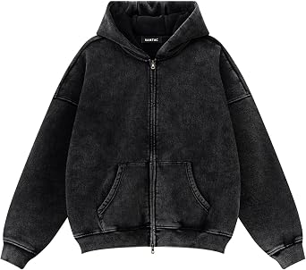 Vamtac Fleece Hoodies Double Zip Up Hooded Sweatshirt Oversized Heavyweight Vintage Acid Wash Hoodie Full Zipper Tops