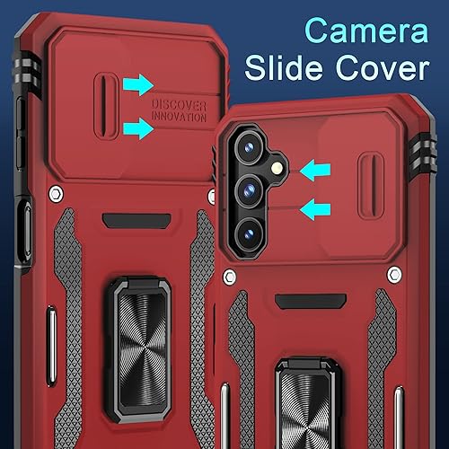Miniatura 3 de DEERLAMN Funda para Samsung Galaxy A14 5G con Cubierta Deslizante para Cámara + Protector de Pantalla (2 Paquetes), Soporte de Anillo Giratorio