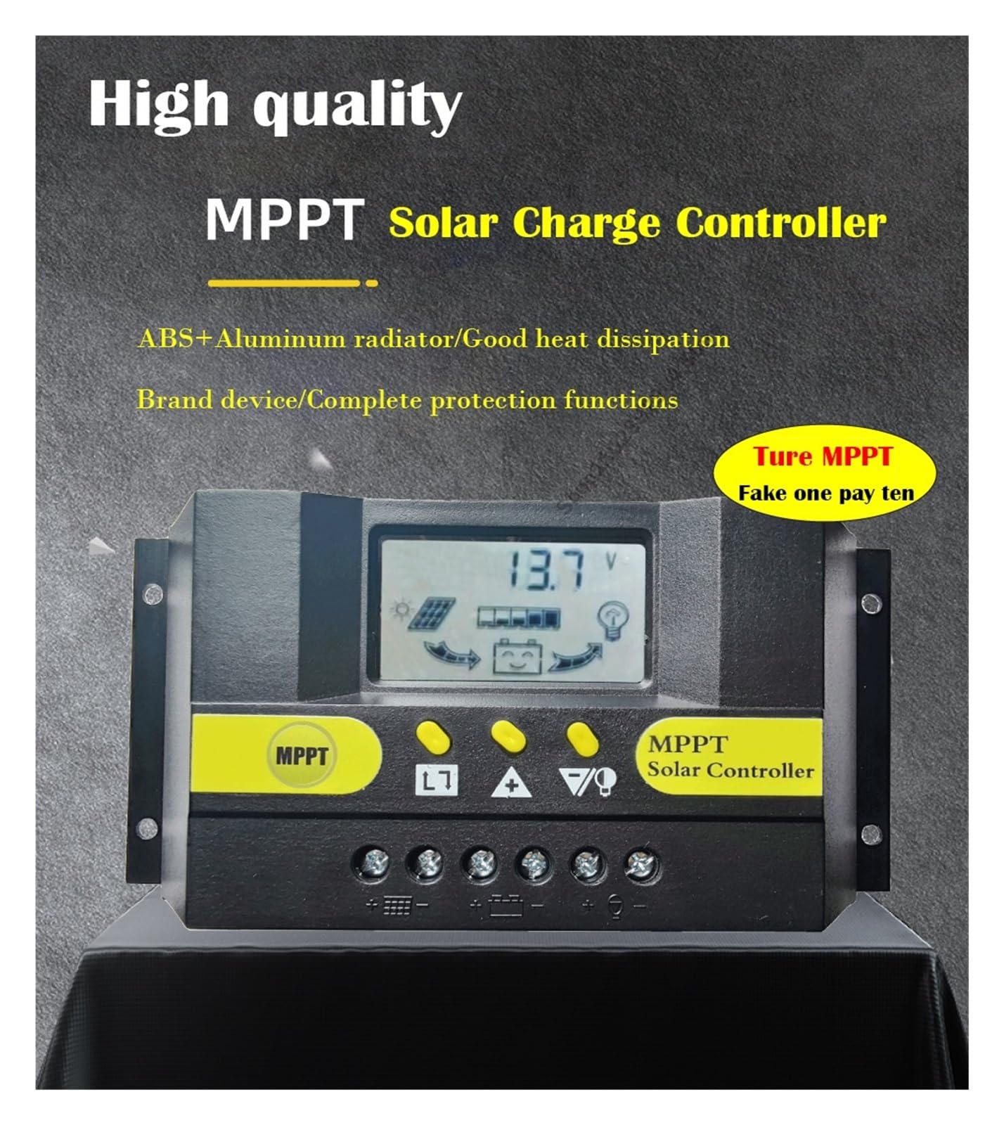 Kontroler ładowania słonecznego, 10A 20A 30A MPPT regulator ładowania słonecznego 12V 24V automatyczny wyświetlacz LCD podwójne wyjście USB 5V regulator baterii panelu słonecznego (Color : MPPT 10A,