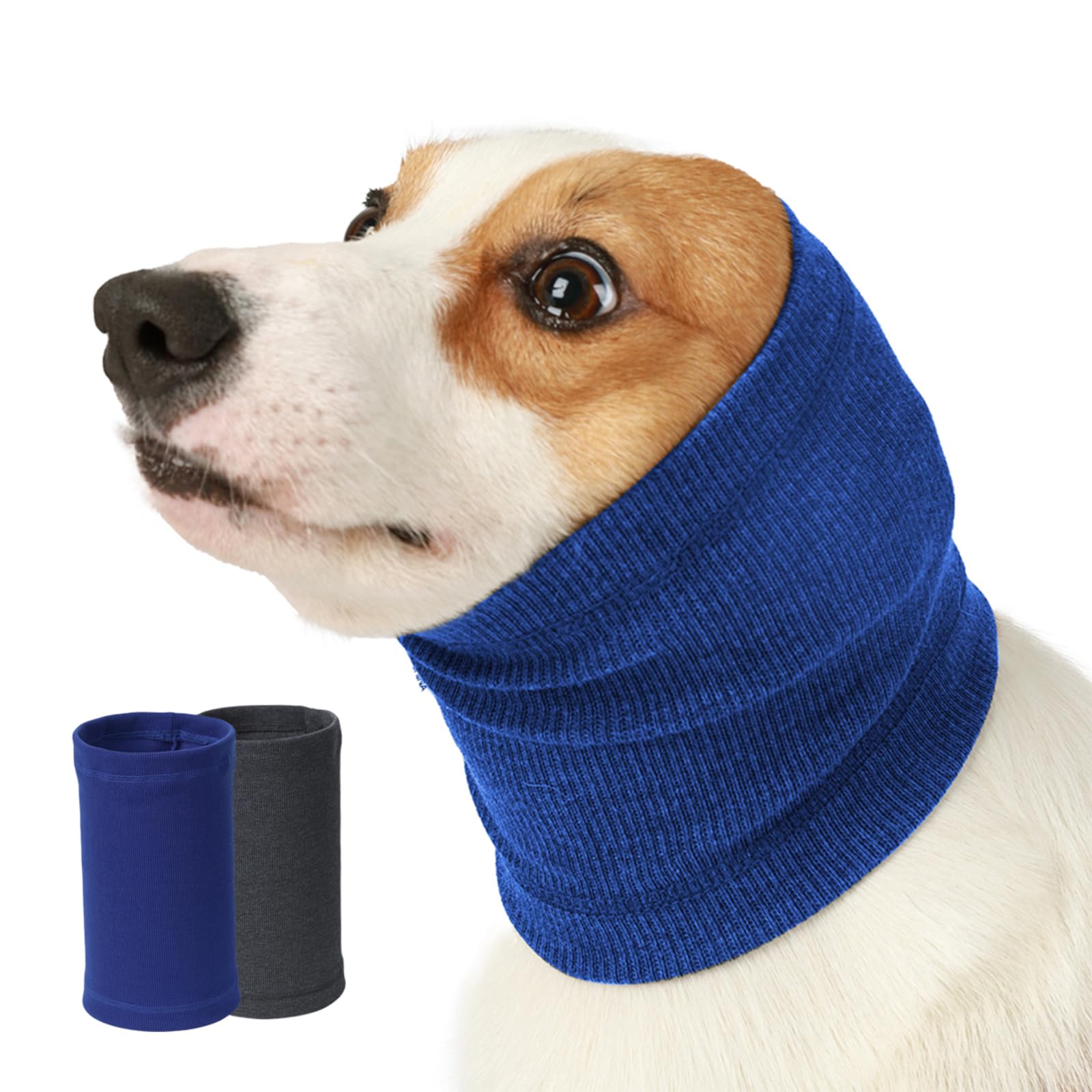 PAPIAMEN Dog Ear Muffs Calming Hoodie,Fireworks Thunder Head Wrap for Doggy,No Shake Anxiety Relief Pet Covers Ear Noise Protection Vest for Dogs for Vet Visits,Bathing(Blue,S) — image 1