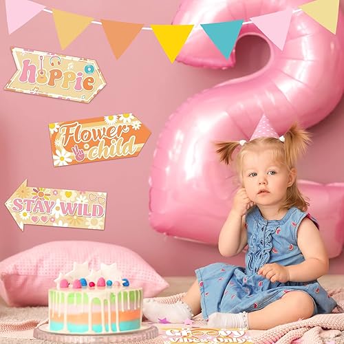 Miniatura 5 de Jecery 20 piezas de dos decoraciones de fiesta geniales retro hippie boho carteles de fiesta de los años 60, decoraciones de fiesta boho, hippie,