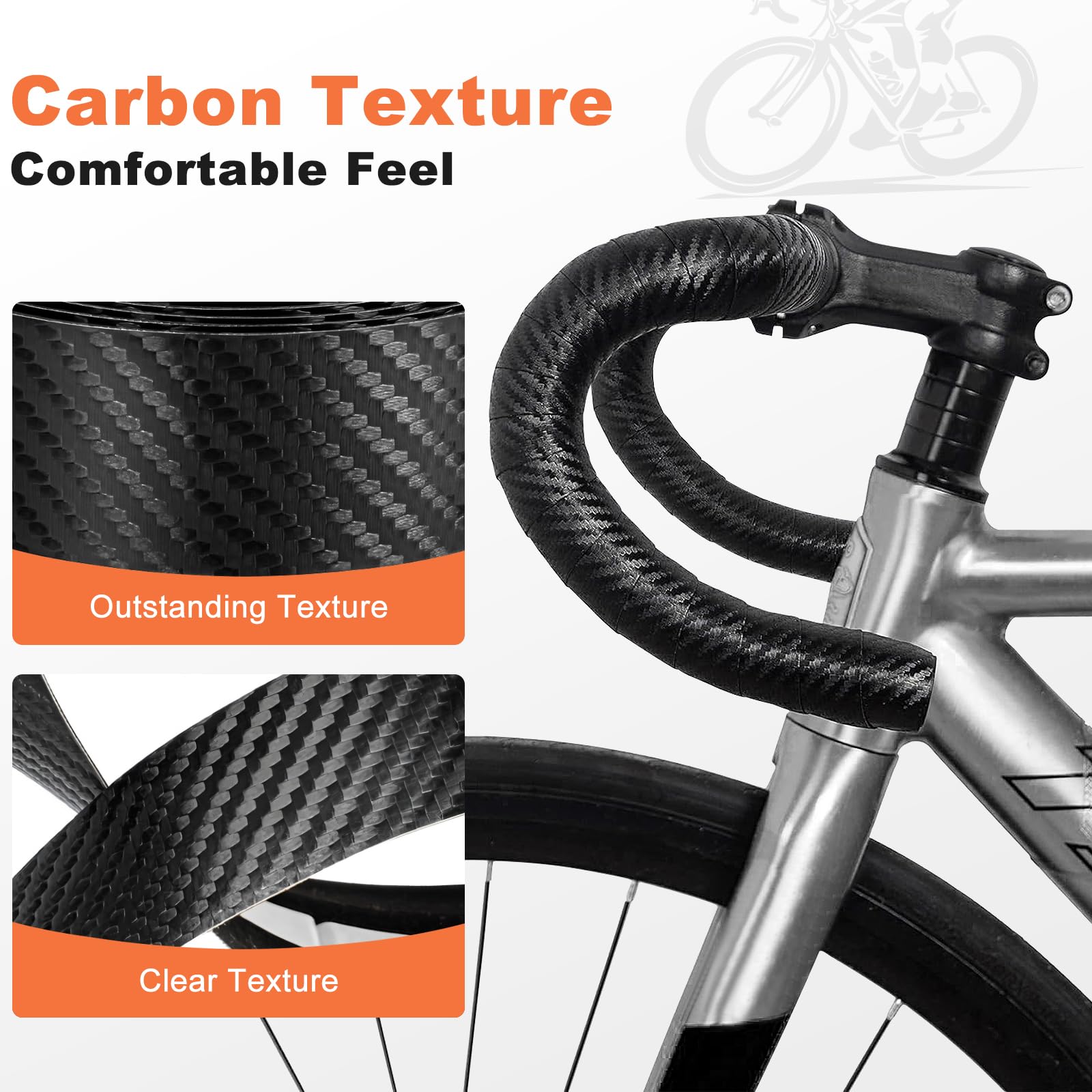 Nastro Manubrio Bici Corsa, Nastro Manubrio per Bici da Corsa con Trama Carbonio, Antiscivolo e Ammortizzante in Gel, Confortevole e Resistente, Adatto per Bici da Corsa e Gravel (Giallo)