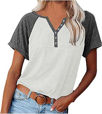 Maglietta Estiva Donna A Maniche Corte – Scollo A V, Tinta Unita, Morbida, Taglie S-XXL, Rayon