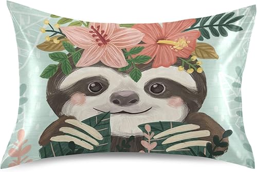 xigua Fundas de almohada de satén de perezoso transpirable para cabello y piel, funda de almohada sin cremallera con cierre de sobre para sofá,