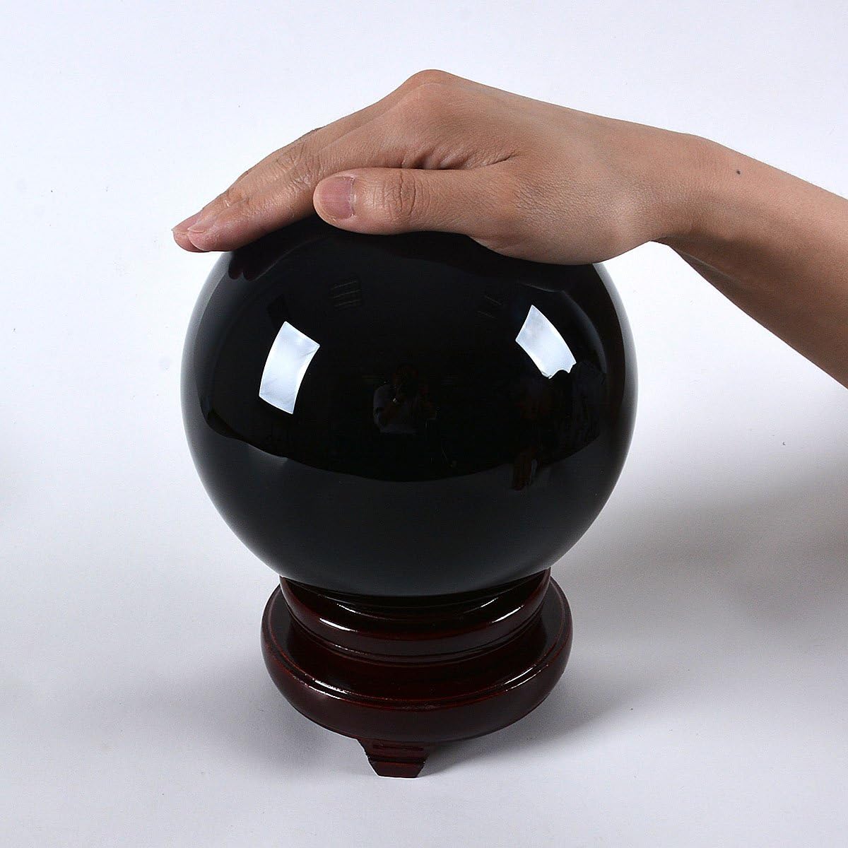 LONGWIN 150mm(5.9 inch) Big Divination Black Crystal Ball for Witchcraft Fengshui Sphere Home Decorations Meditation Ornaments