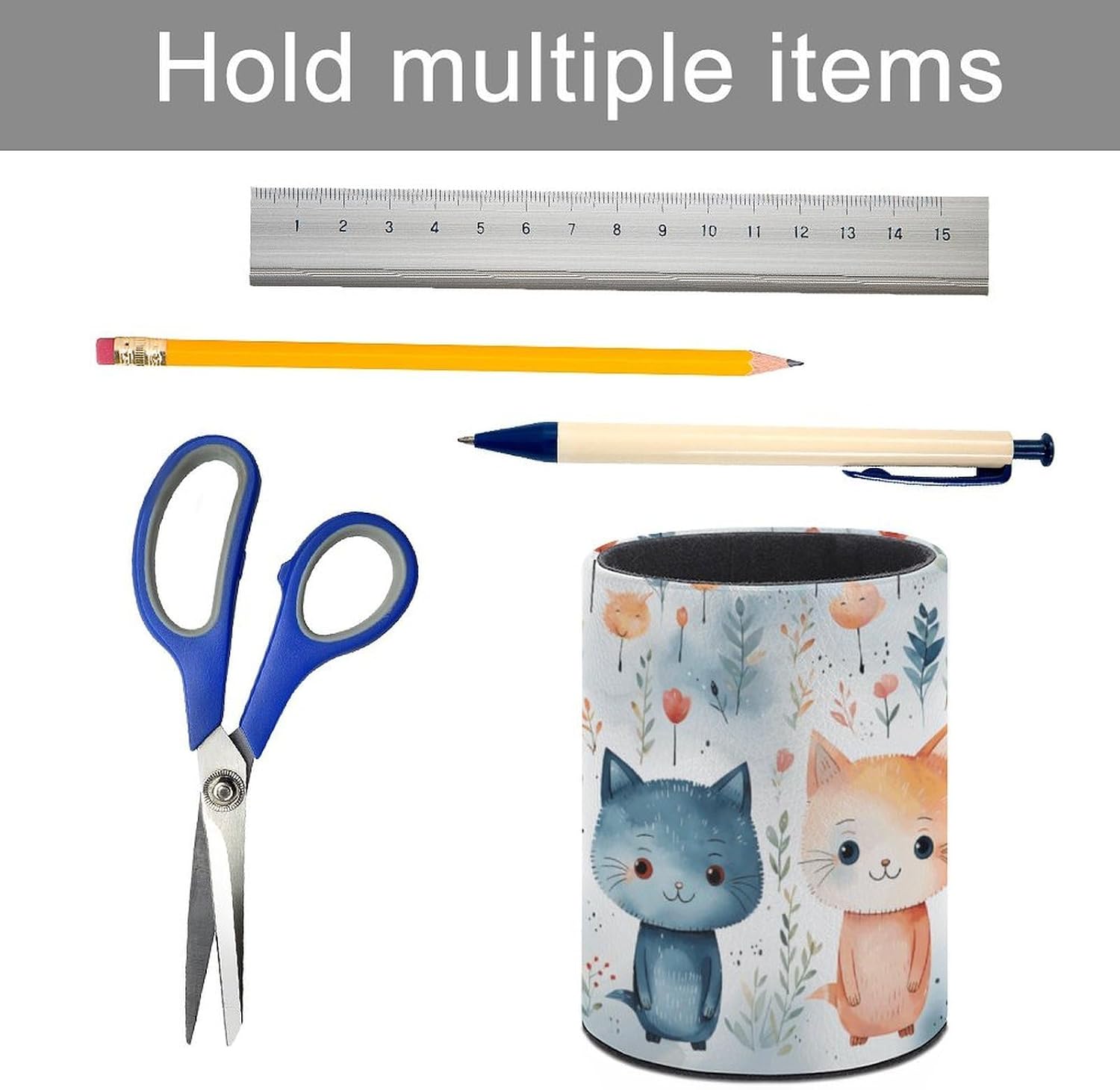 Round Pu Leather Pen Cup Holder for Office Desk Accessory image 5
