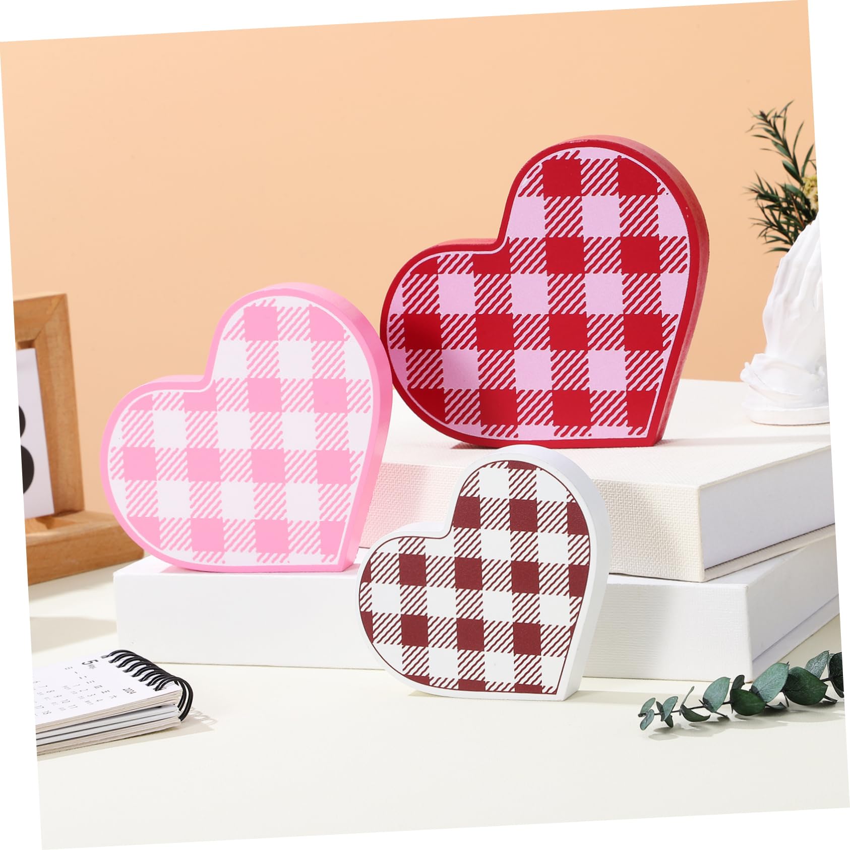 Cabilock Adornos De Amor para San Valentín Decoración De Mesa De Madera En Forma De Corazón