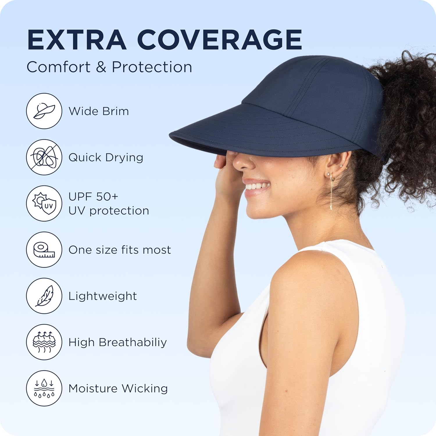 Ponyflo Sunblocker Wide Brim Hat, Patented Women’s Ponytail Sun Hat for Adults, UPF 50 Sun Protection