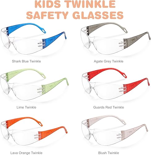Miniatura 2 de PTCOL Lentes de seguridad para niños, resistentes a los arañazos, resistentes a los impactos con lente transparente, marco de colores brillantes