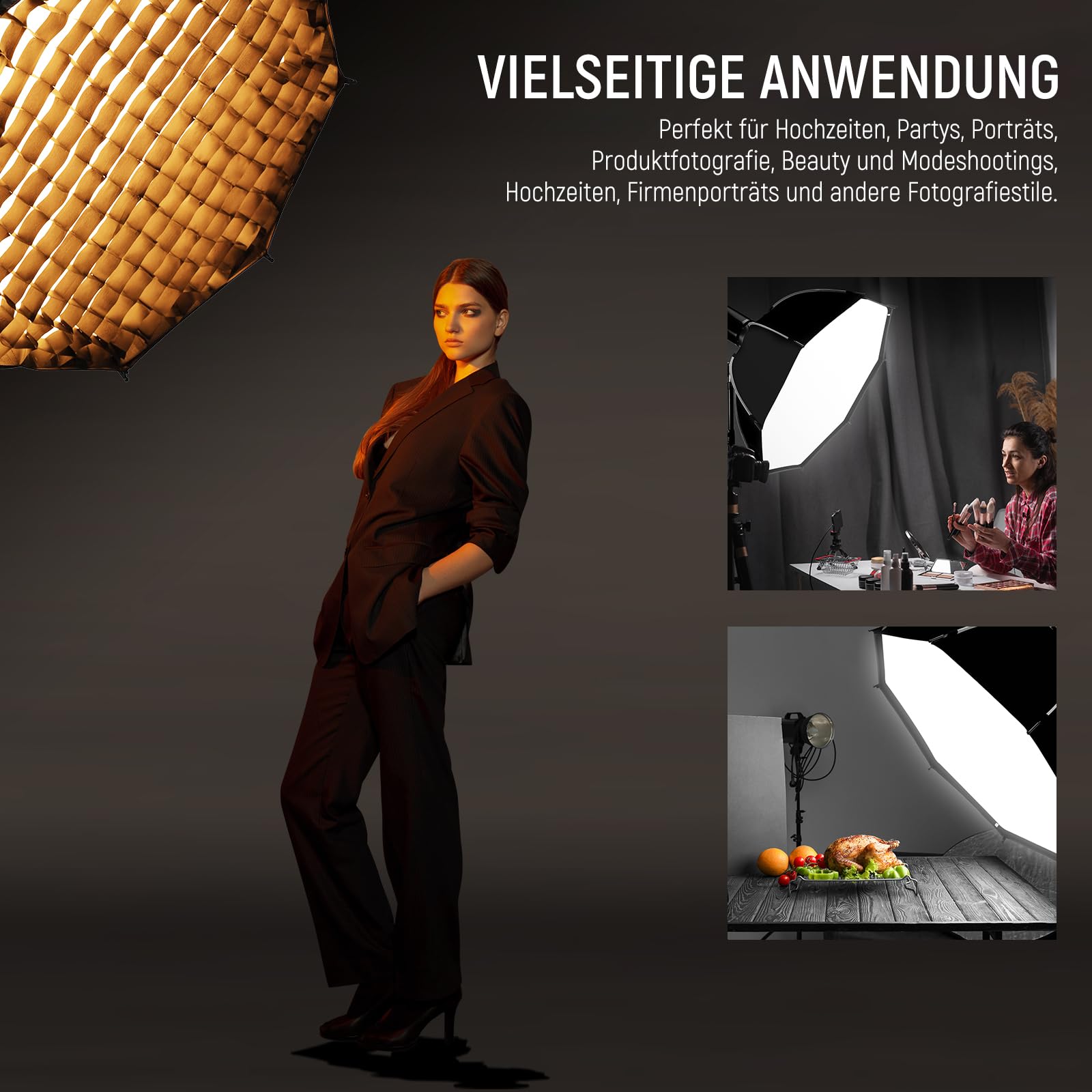 NEEWER 35,4'' Achteckige Octagonal Softbox, Quick Release Parabolic Softbox mit Bowens Mount, Gitter Tasche, kompatibel mit Aputure 120d, kompatibel mit Godox SL60w NEEWER Q4 AS600B CB300B Q300, NS92P