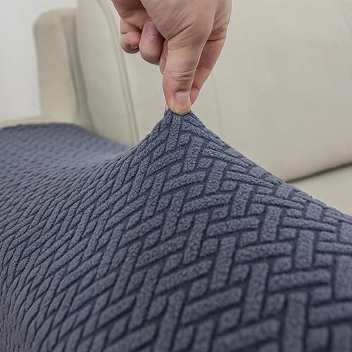 Miniatura 8 de Juego de 2 fundas para reposabrazos de sofá, de poliéster, elásticas, antideslizantes, protectores de muebles, fundas lavables (blanco marfil, M)