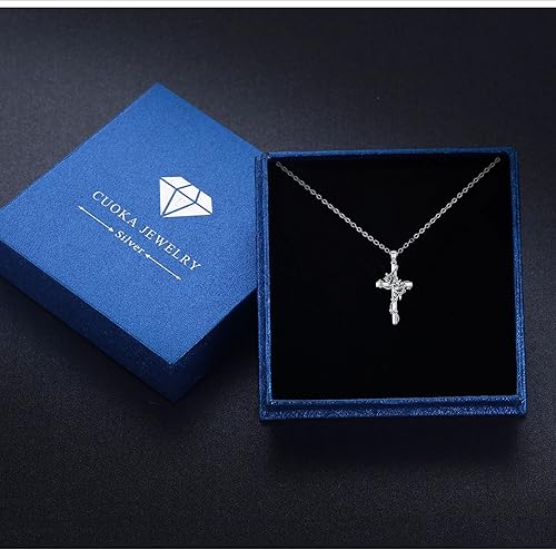 Miniatura 7 de Cross necklace 925 Sterling Silver Rose Crose Pendant Necklace Cross Necklace for Women (A-Rose Cross Necklace)