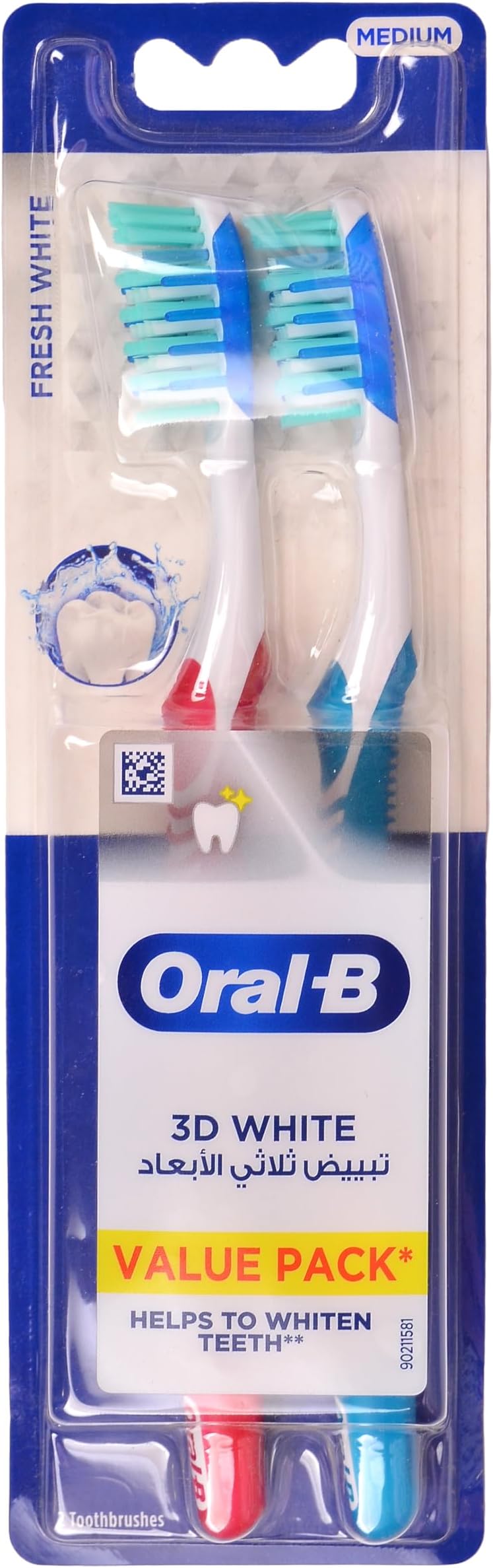 Oral-B 3D White Fresh Manual Toothbrush 40 Medium, Pack of 2