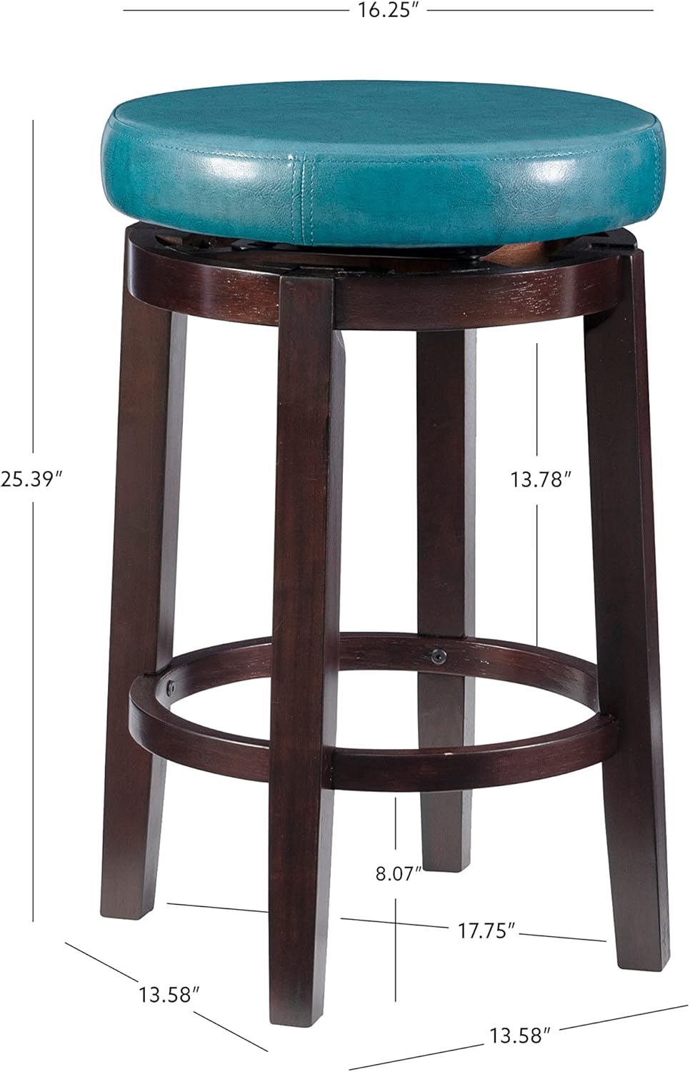 Linon Maya Counter, Brown Stool, 24", Teal