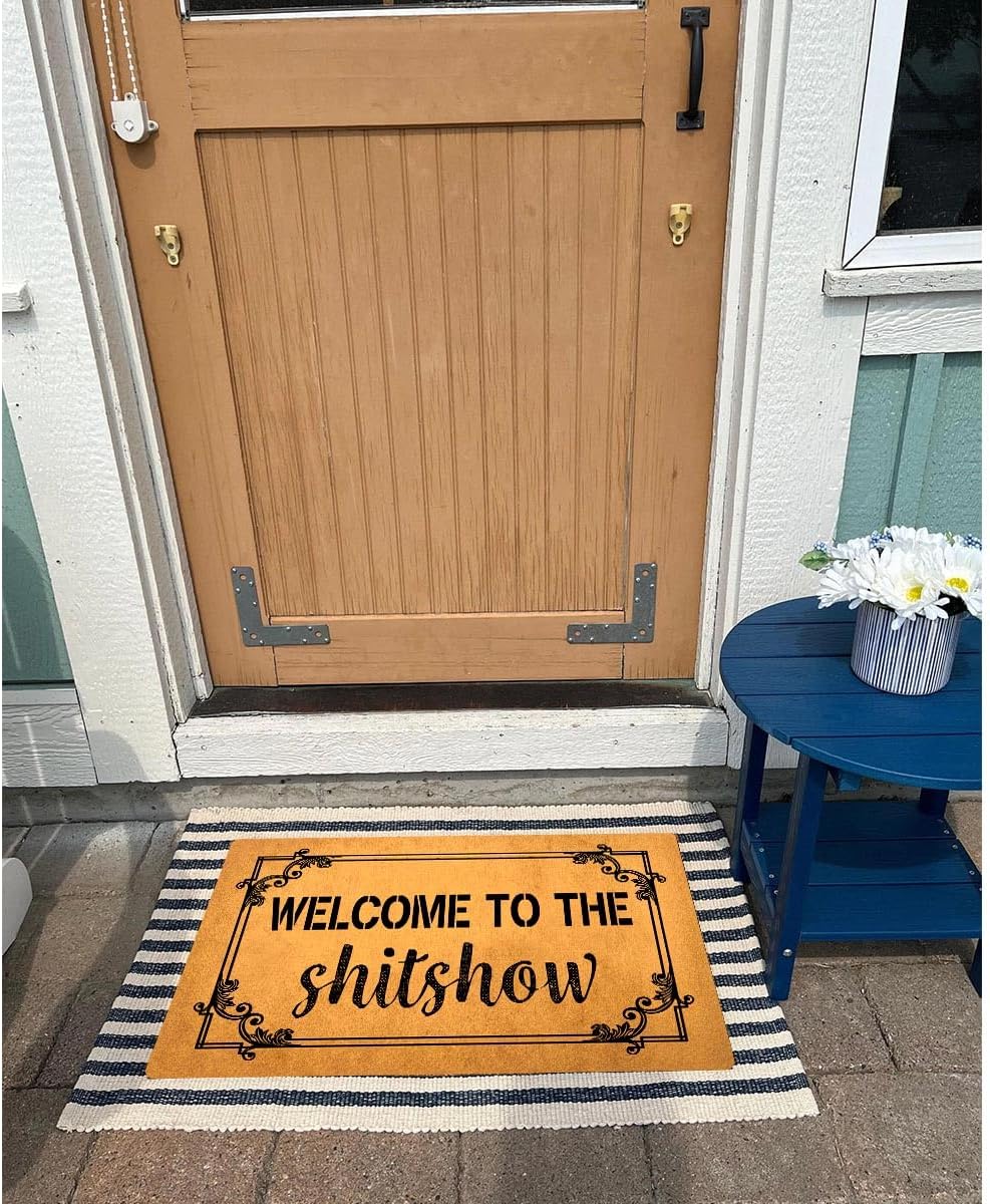 GXFC Welcome Porch Mat with Rubber Back Welcome to The Shitshow Funny Doormat Funny Doormat for Entrance Way Monogram Mats for Front Door Mat No Slip Kitchen Rugs and Mats 30"(L) x 18"(W)