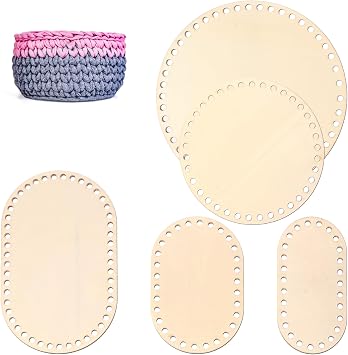 5 PCS Wood Moses Basket Stand for Crochet Round & Oval Shape, Ymapinc 5 Sizes Crochet Bag Base for DIY Knitting & Crafting Supplies for Moses Baskets Bassinets, Home Decor