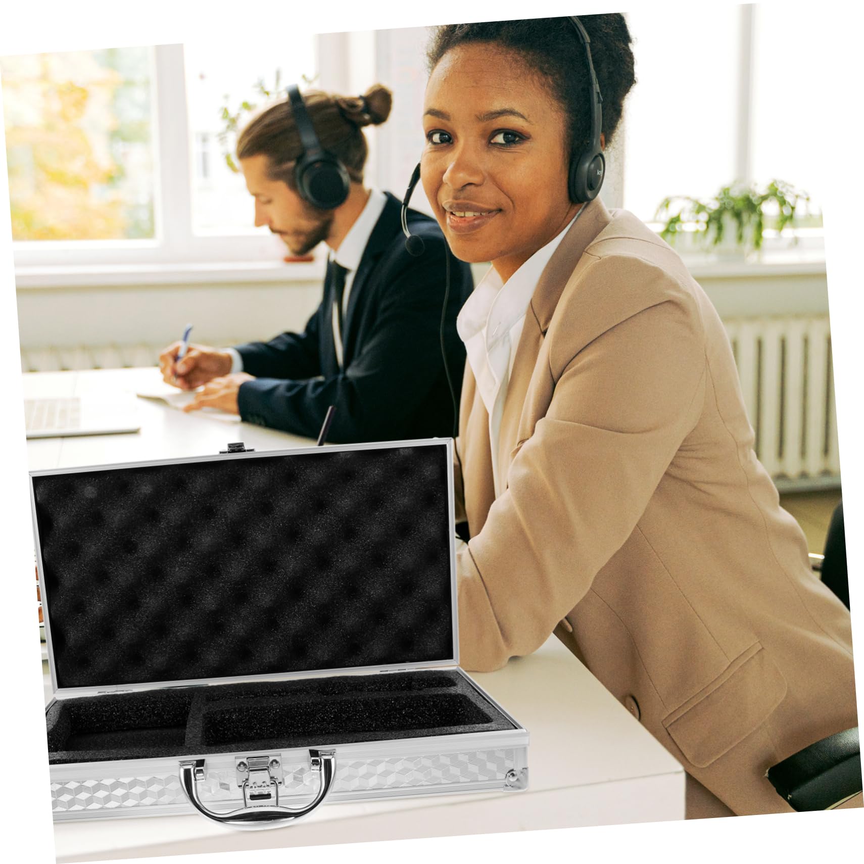 TOYANDONA Custodia Rigida in Lega di Alluminio Inserto in Spugna per Microfono Wireless e Scheda Audio, Riutilizzabile, Protezione da Urti e Cadute per Uso Outdoor