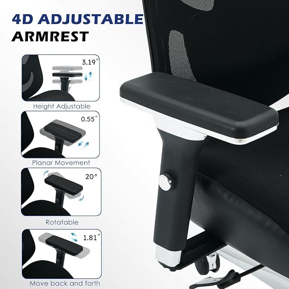Big and Tall Office Chair, 750 Lbs Oversized Ergonomic Mesh Desk Chair