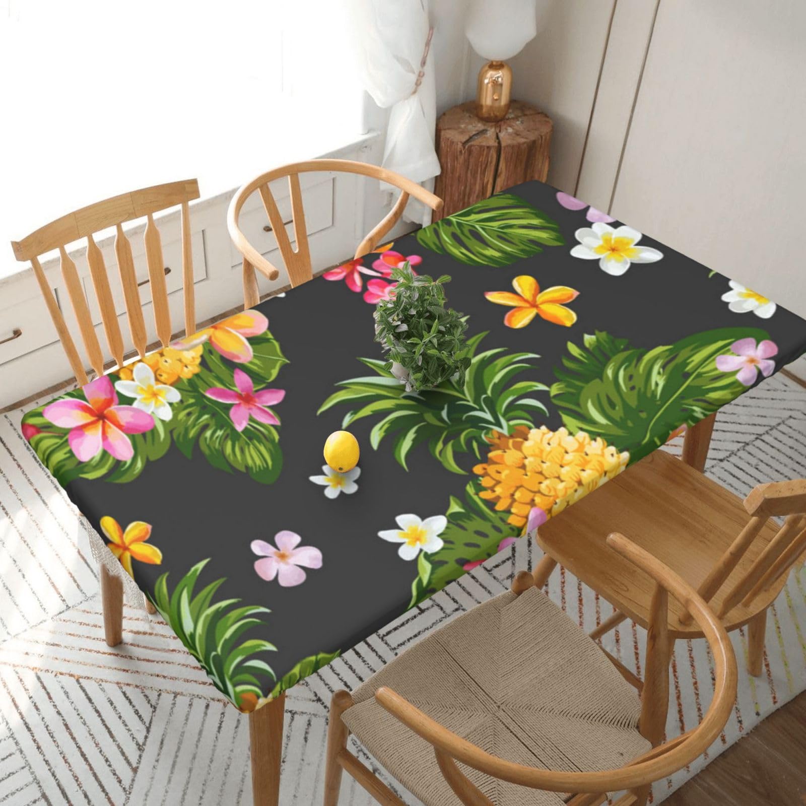 BNVSADC Tropical Pineapple Hawaiian Printed 5FT Tablecloth Polyester Kitchen Water Resistant Table Cloth Dining Table Decoration Table Covers, 152x76 CM