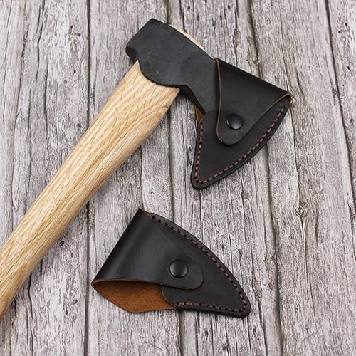 Miniatura 8 de Yardwe Axe Funda protectora de cuero para hacha portátil de cuero profundo para acampar al aire libre barbacoa y recinto de caza y suave