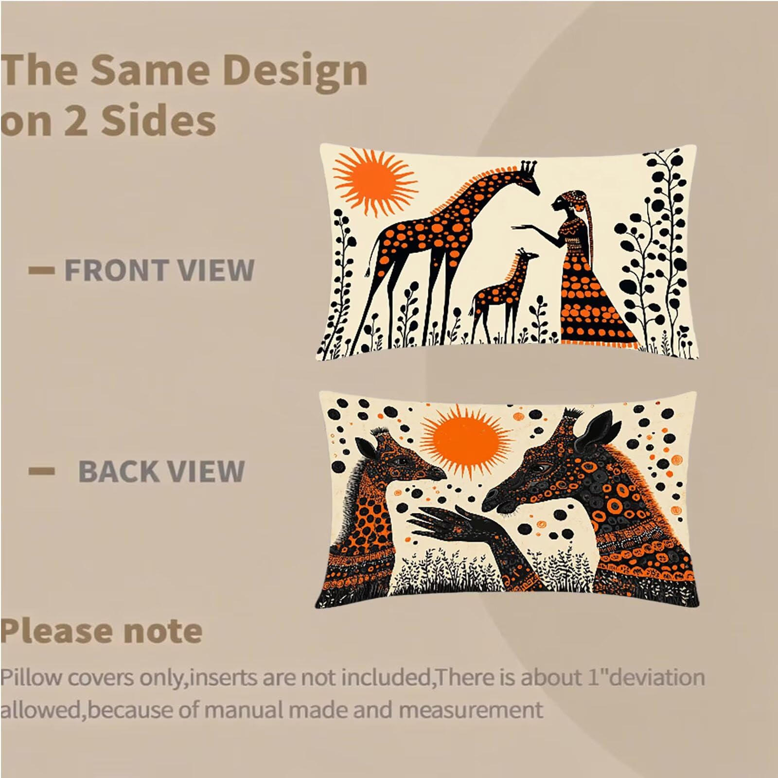Federe Cuscino 60x80 Set di 2, Crema Federe Cuscini Divano Lino, Rettangolari Copricuscini 60x80cm Con Cerniera Invisibile, Copricuscino per Camera Letto Casa Decorazioni Regalo, Astratto U-9089