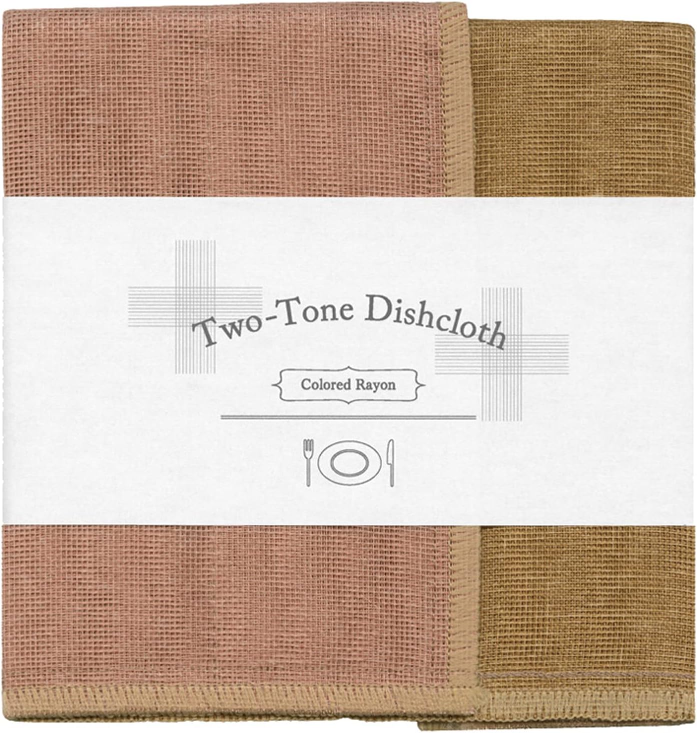 Nawrap Two-Tone Dishcloth - Highly Durable, Quick-Drying, and Absorbent - 8 Layer Weave - 12 x 12 inch -Hojicha