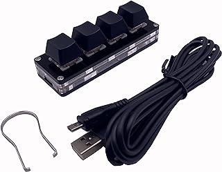 BTXETUEL Mini 4-Key USB Keypad Macro Programmable Mechanical Gaming Keyboard One-Handed OSU Keypad(Cherry Red)